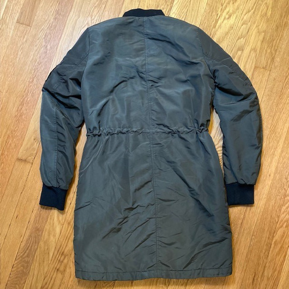 H&M DIVIDED Womens Size 8 Olive Green Bomber Style Mid Length Coat - Picture 2 of 12